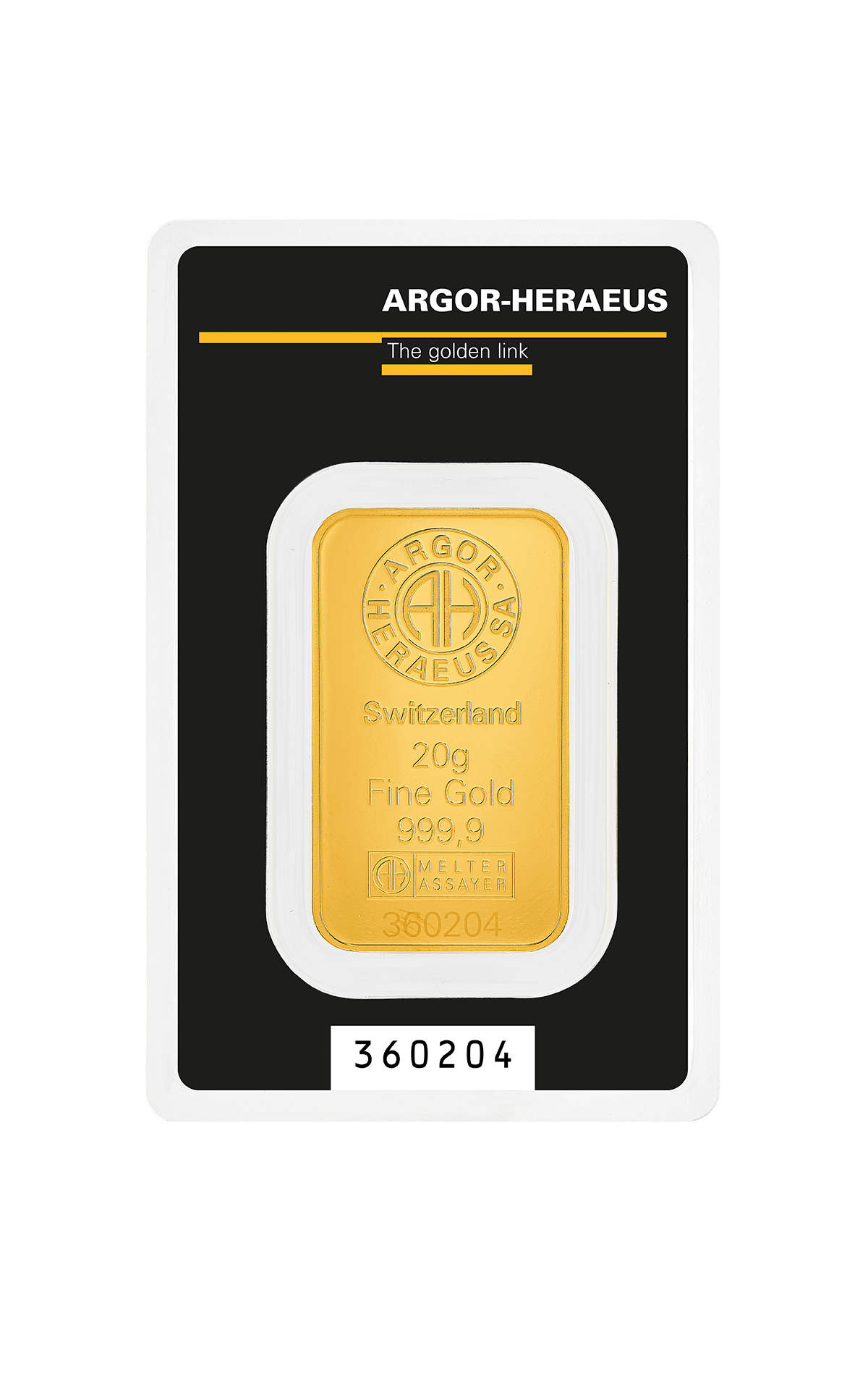 20 грамa Златно Кюлче Argor-Heraeus Kinebar